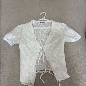 Princess Polly white Floral Lace Blouse